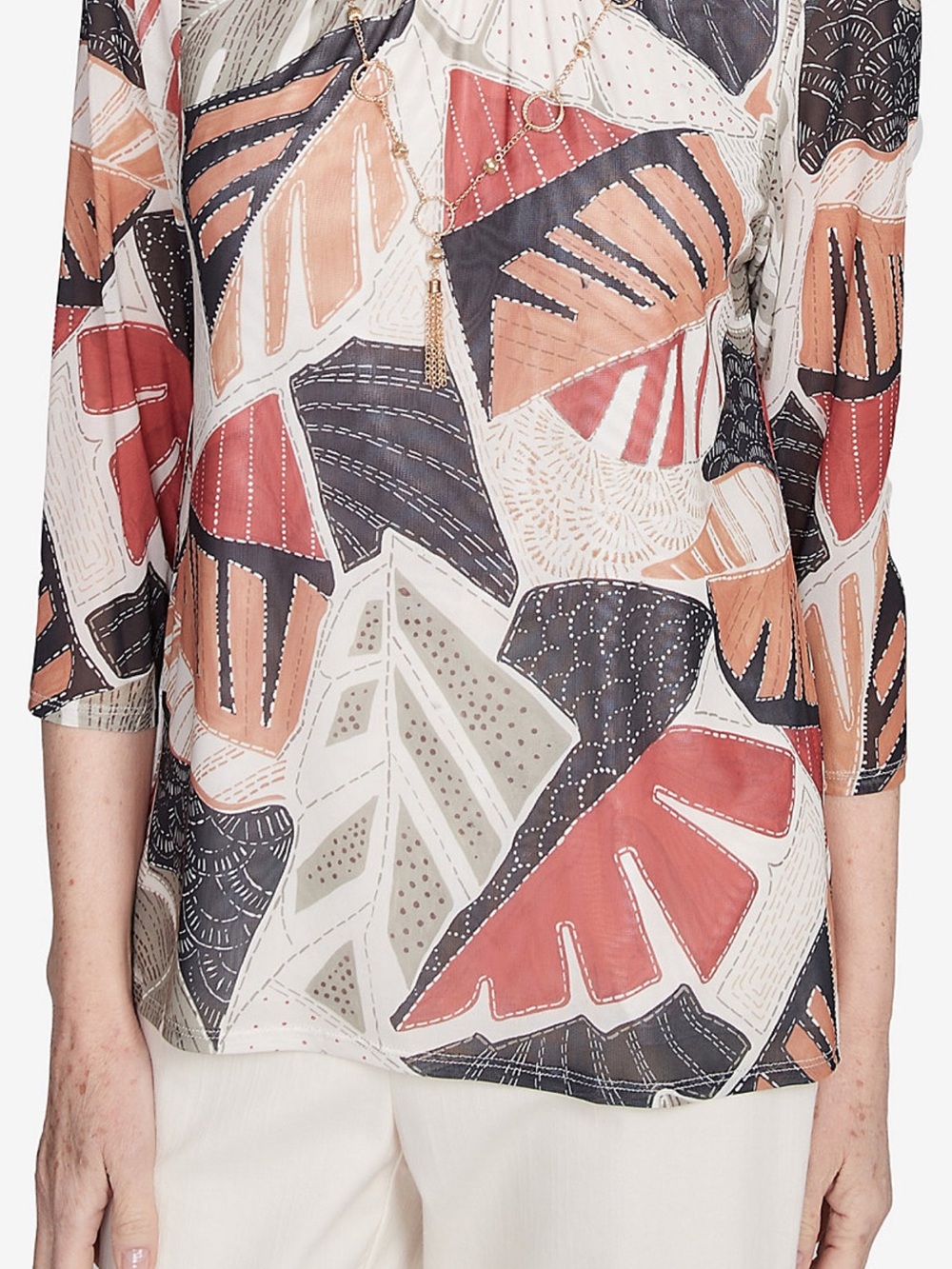 NWOT | Macy's | Abstract Leaf Print Top | XL